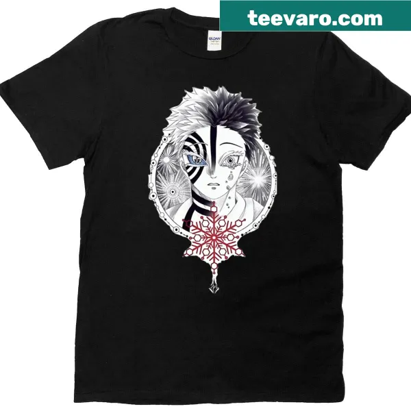 T-shirt featuring a depiction of Akaza the Third Demon crying