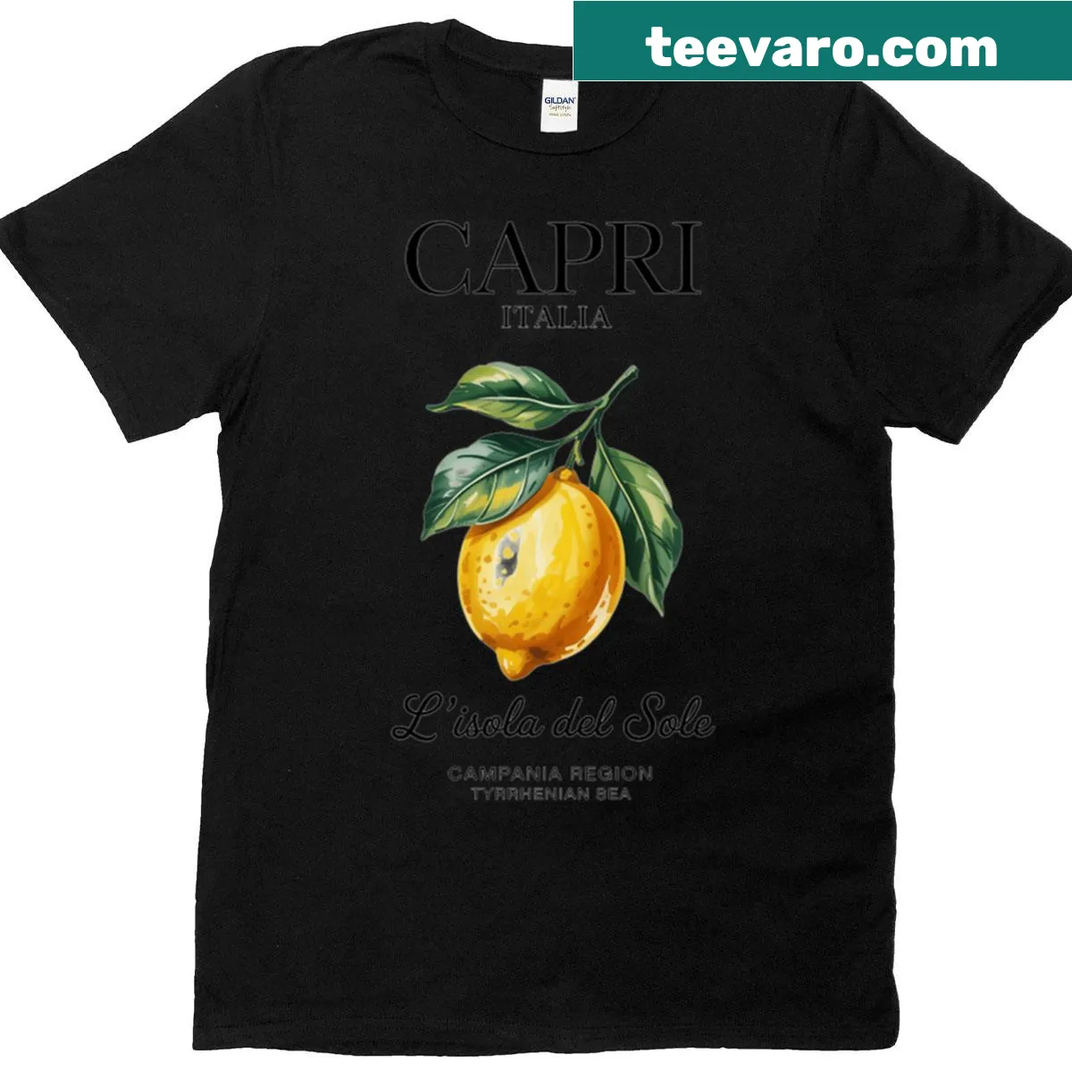 Amalfi Coast T-shirt featuring Sorrento lemons — on a men's t-shirt
