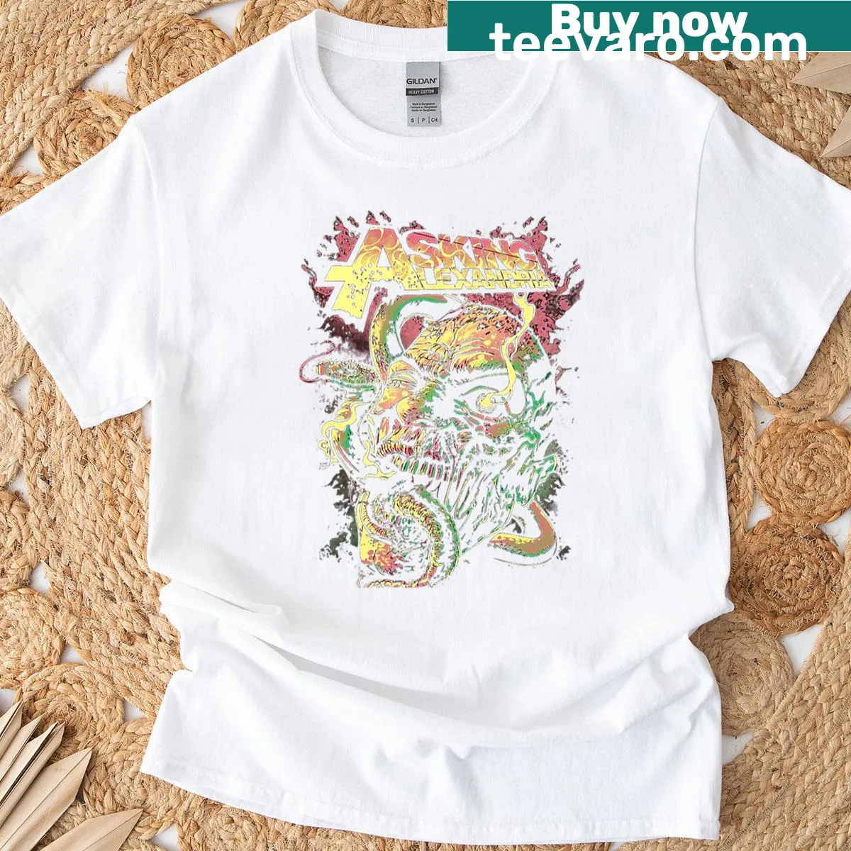 Asking Alexandria inspired T-shirt with bold artistic graphics — on a men's t-shirt