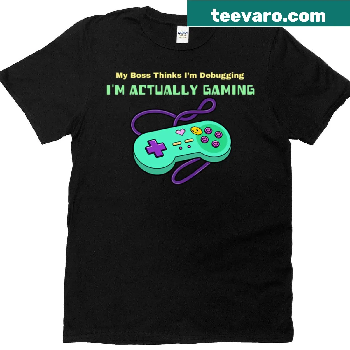 Oversized T-shirt with a creative graphic design related to gaming. — on a men's t-shirt