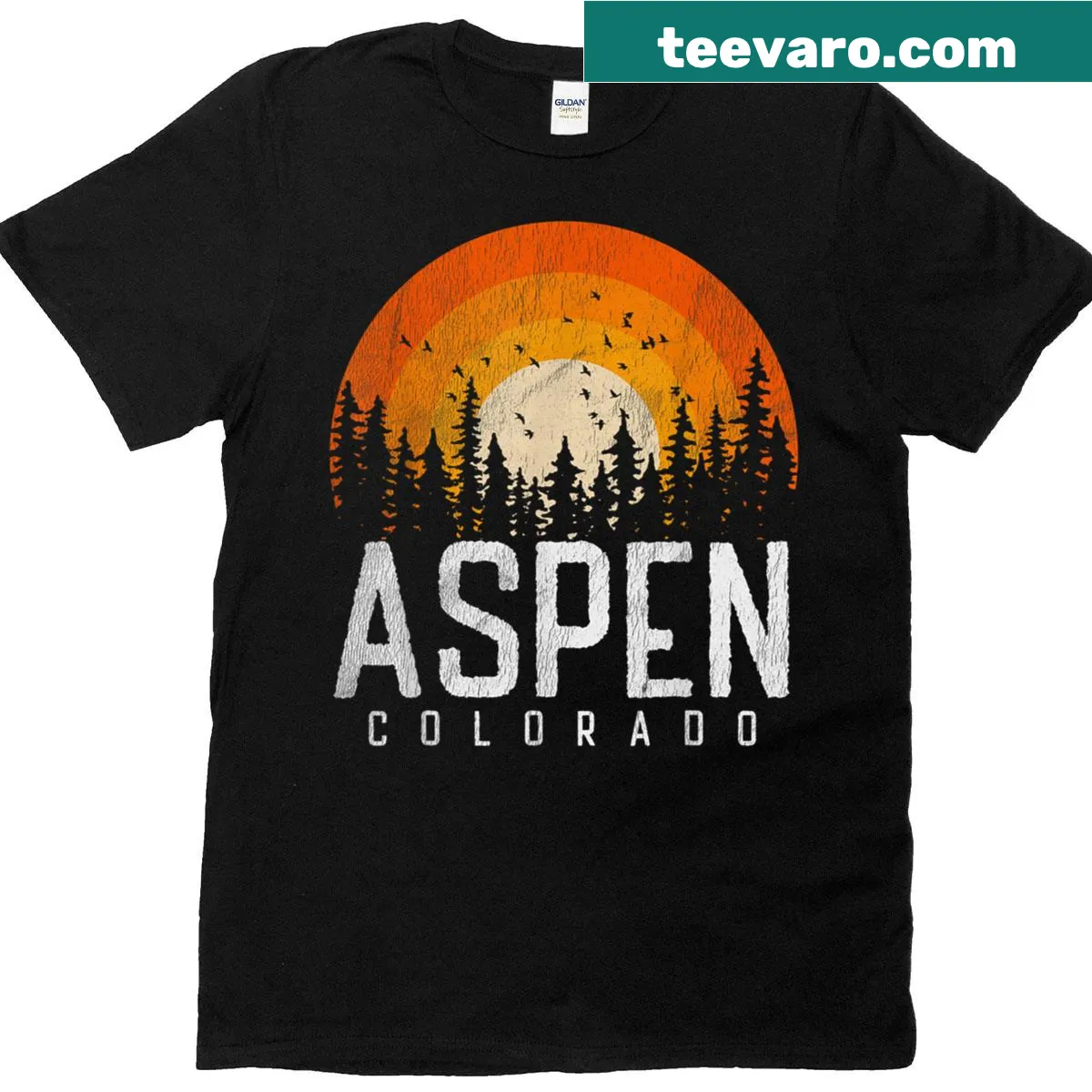 Vintage outdoor scene graphic T-shirt inspired by Aspen — on a men's t-shirt