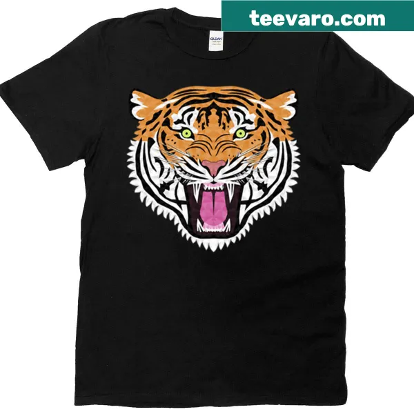 Tiger graphic in a triangle design on a T-shirt
