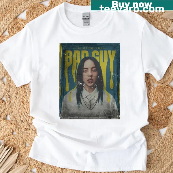 Artistic t-shirt inspired by Billie Eilish's 'Bad Guy' with a unique design