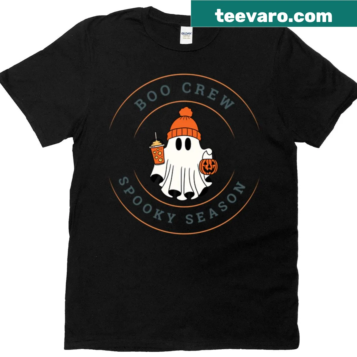 Boo Crew Halloween T-shirt with playful spooky theme — on a men's t-shirt