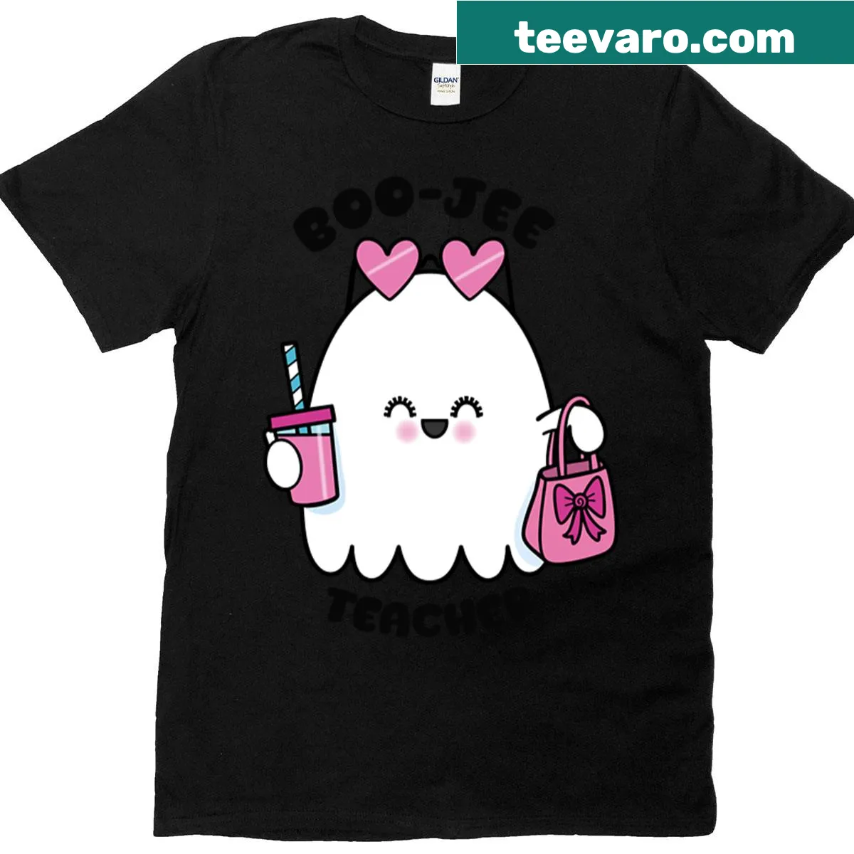 Funny Halloween teacher T-shirt with ghost design — on a men's t-shirt