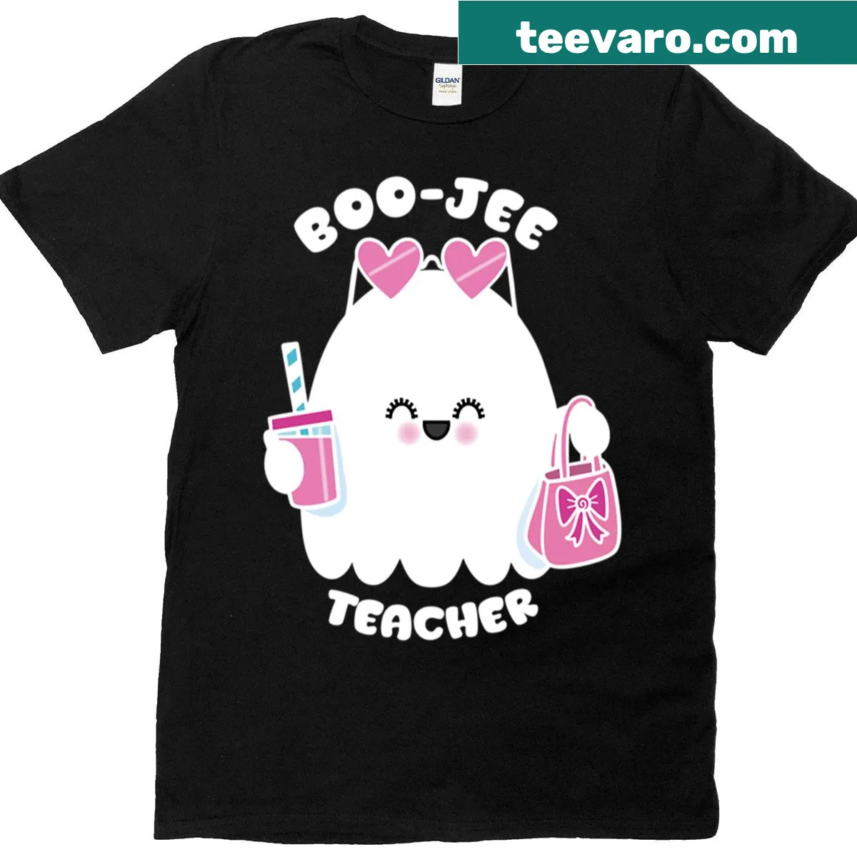 Funny Halloween shirt for teachers featuring a boujee ghost design. — on a men's t-shirt