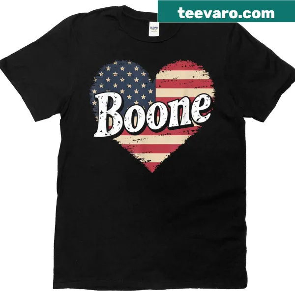 Retro American flag design with the name Boone on a T-shirt