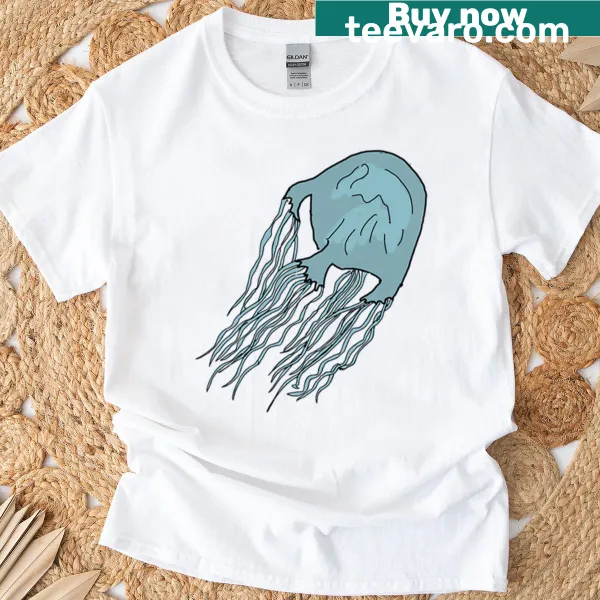Realistic illustration of a box jellyfish on a T-shirt