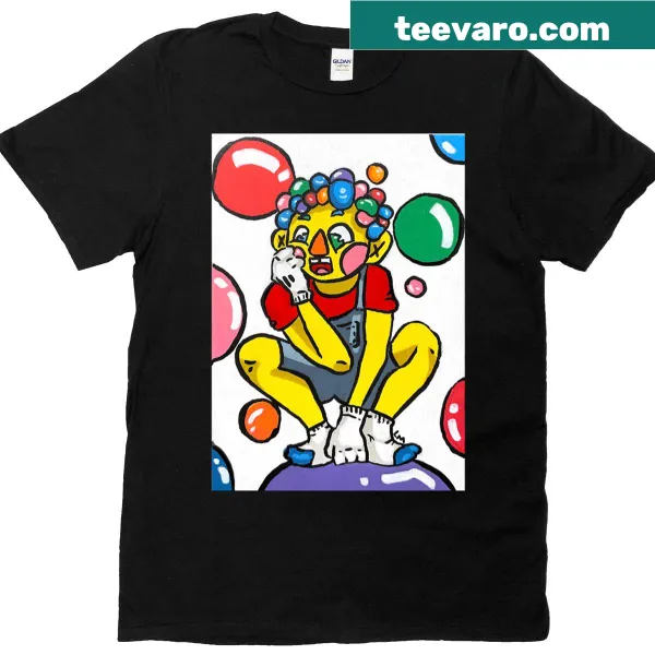 Playful t-shirt featuring a cartoon character with bubble gum
