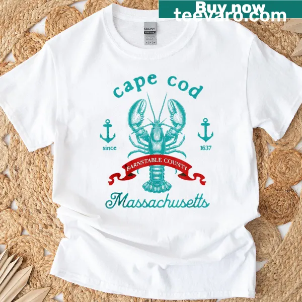 Cape Cod lobster fishing graphic on a vintage-style T-shirt