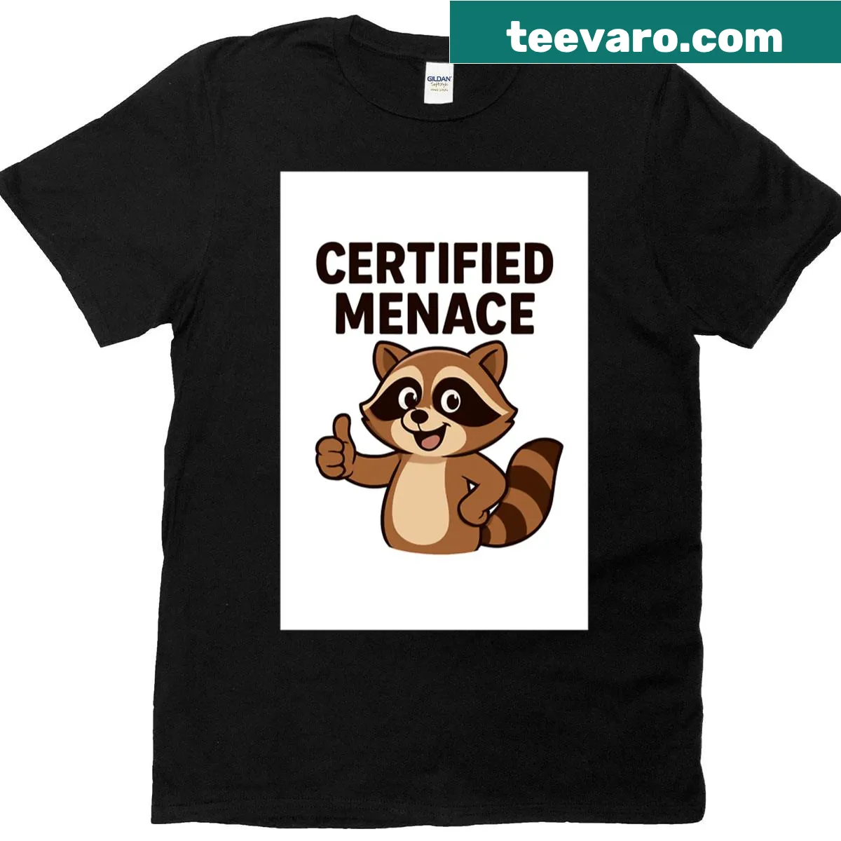 Certified Menace Funny Cartoon Raccoon Thumbs Up Meme Design T-shirt ...