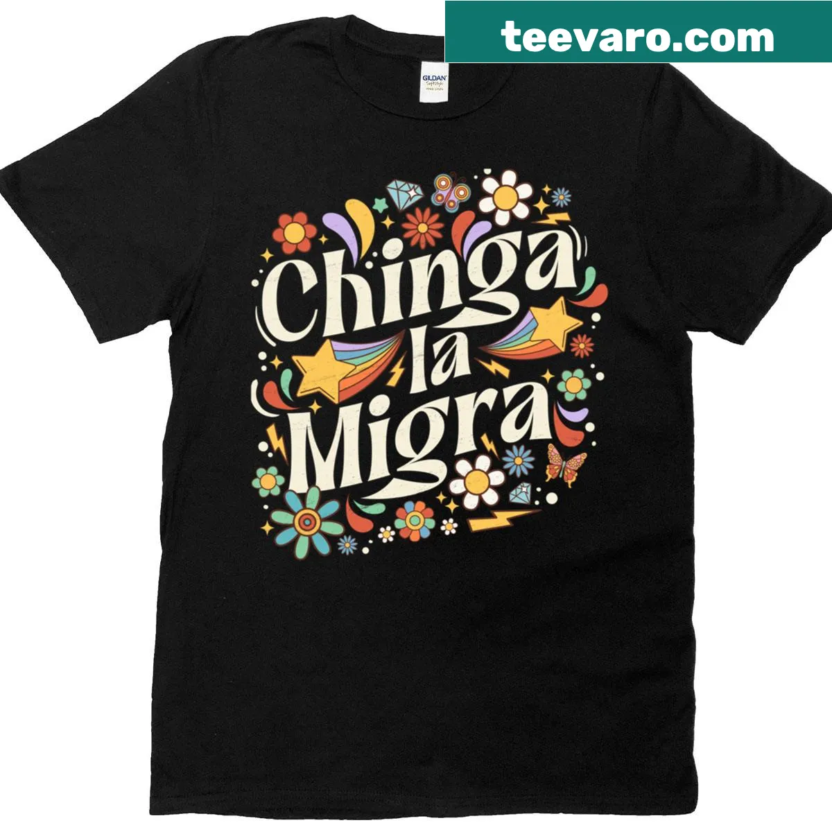 Floral vintage T-shirt with retro aesthetics and meaningful message — on a men's t-shirt