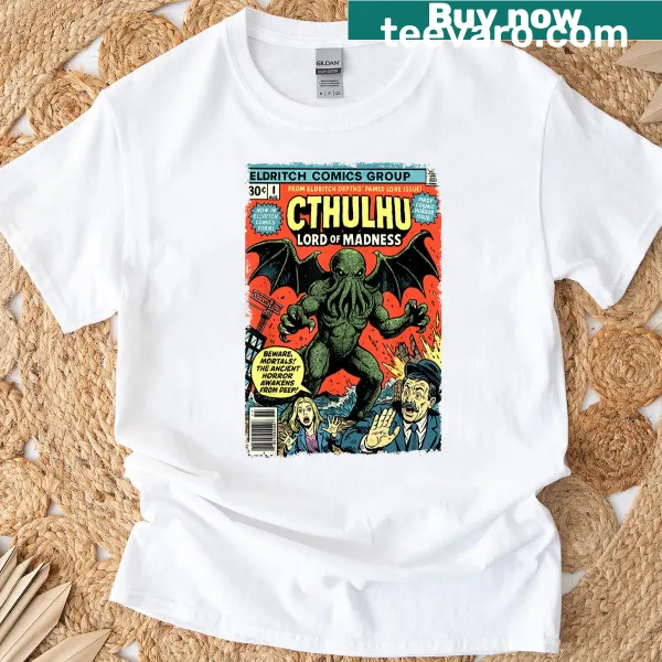 Vintage comic book cover t-shirt featuring Cthulhu