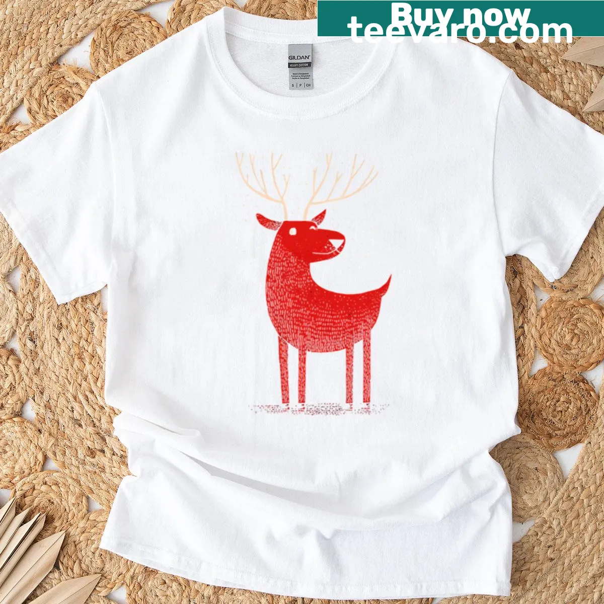 Cute cartoon reindeer graphic T-shirt for kids — on a men's t-shirt