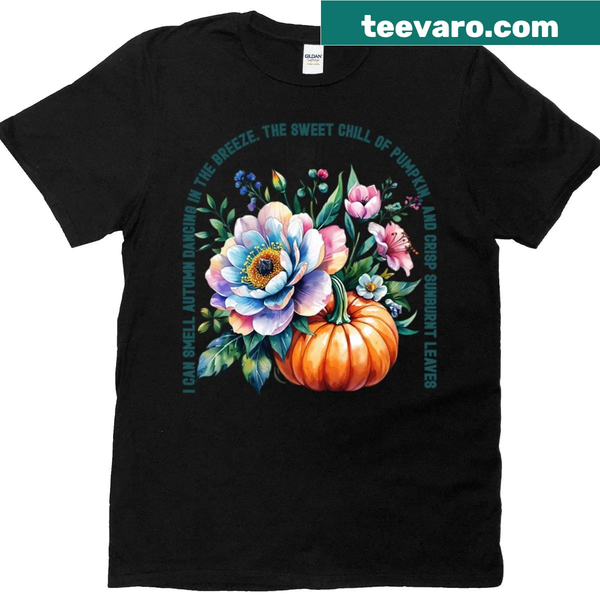 Floral pumpkin illustration for fall and Halloween celebrations — on a men's t-shirt