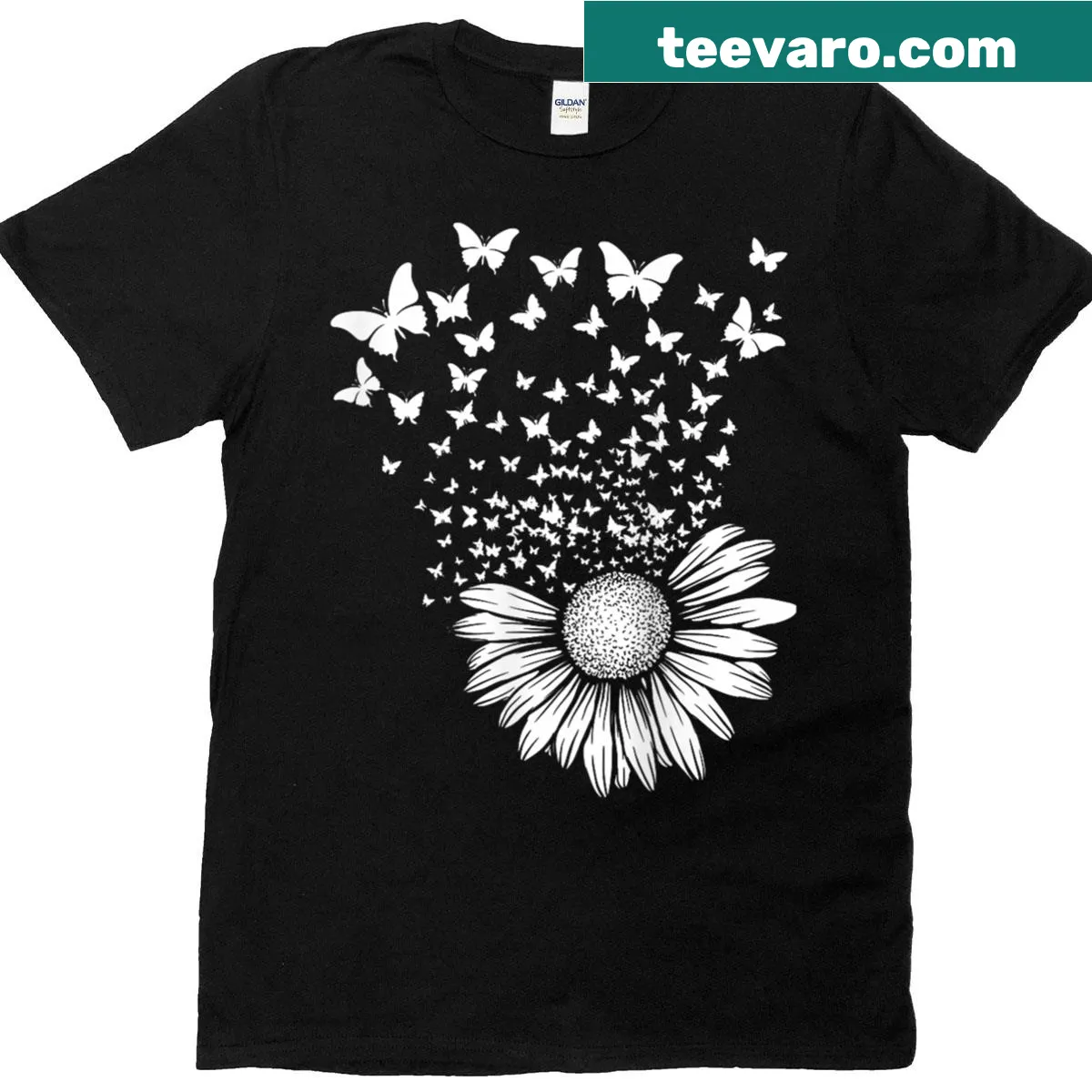Vintage floral and butterfly design T-shirt for nature lovers — on a men's t-shirt