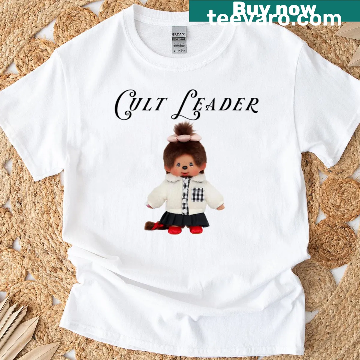 Whimsical Cutie Cult Leader T-shirt design — on a men's t-shirt