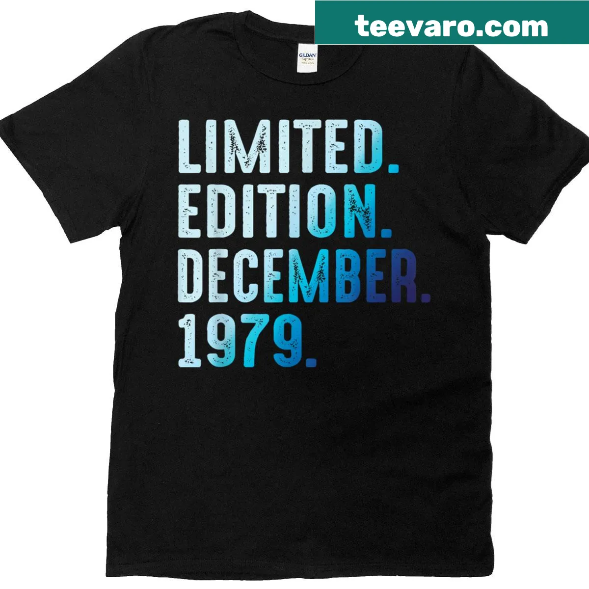 Retro t-shirt celebrating December 1979 with vintage style — on a men's t-shirt