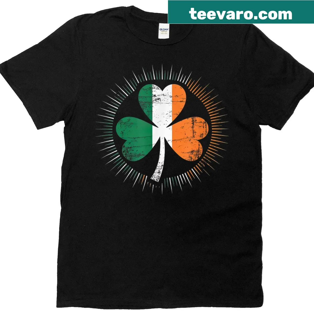 Vintage distressed Ireland flag and shamrock graphic T-shirt — on a men's t-shirt