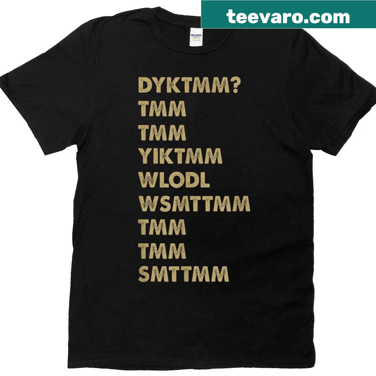 Nostalgic t-shirt with the quote Do You Know The Muffin Man Dyktmm in playful font. — on a men's t-shirt