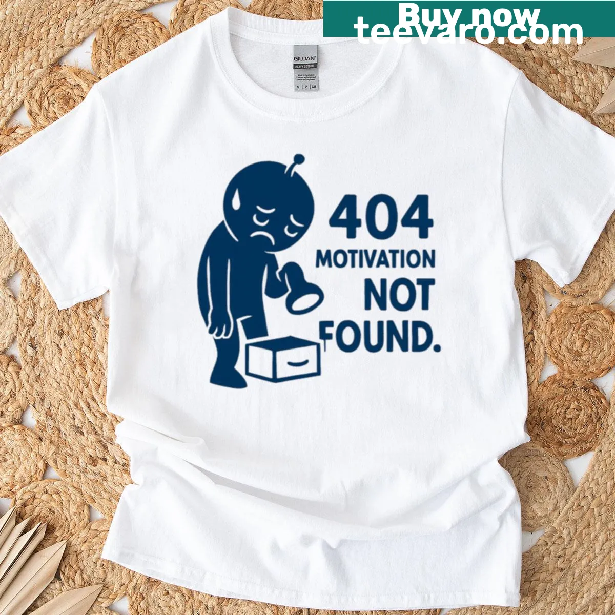 Sarcastic T-shirt with Error 404 graphic and robotic heart theme — on a men's t-shirt