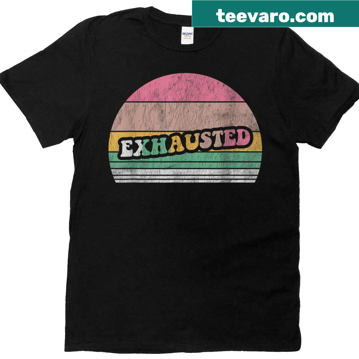 Vintage-style t-shirt with an exhausted retro aesthetic design — on a men's t-shirt