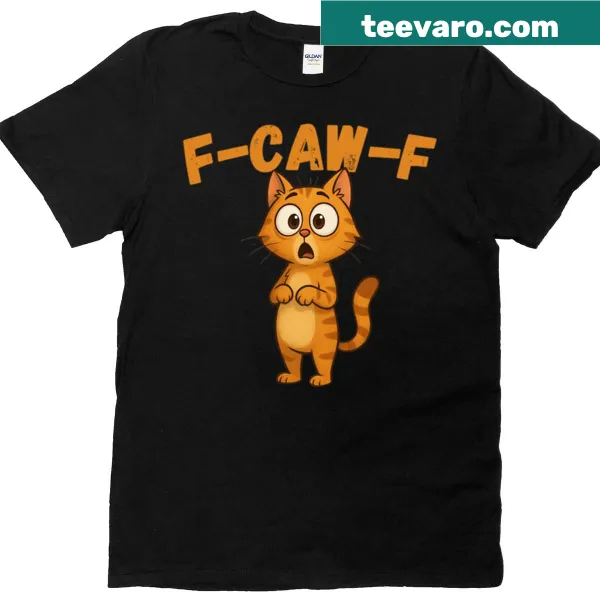 Funny shocked cat t-shirt with quirky meme design