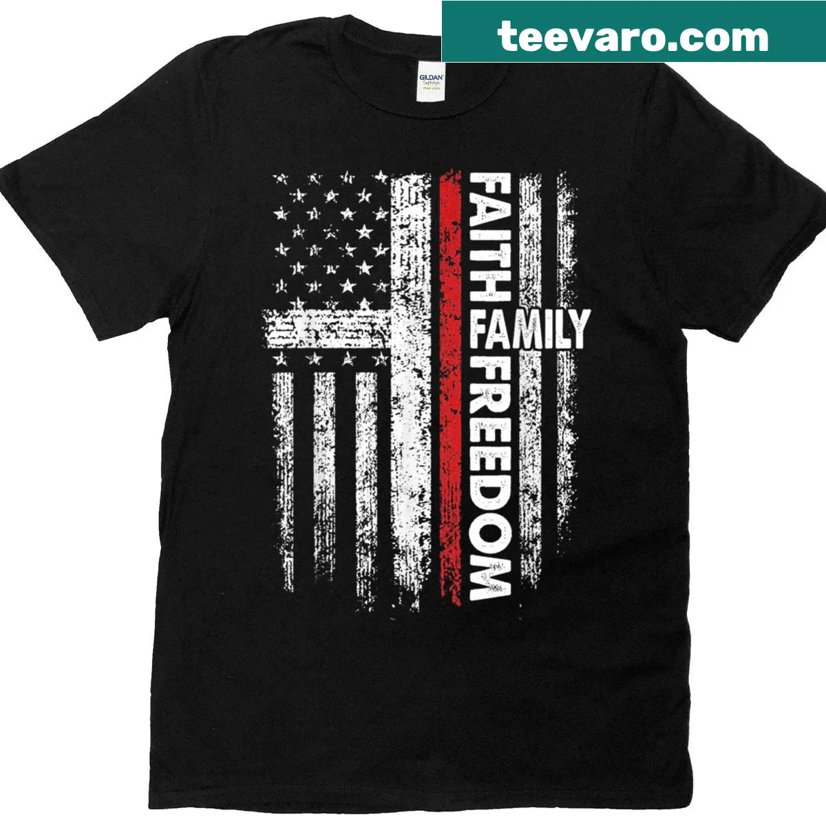 Vintage USA flag graphic t-shirt with patriotic text — on a men's t-shirt
