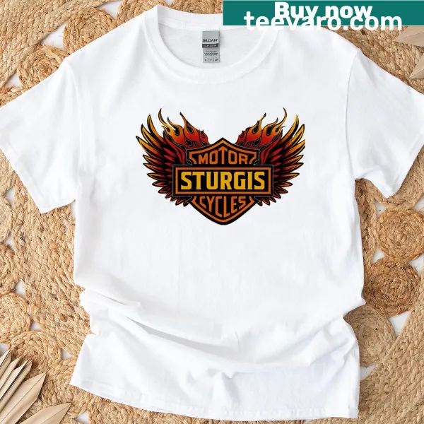 Sturgis Motorcycle Rally 2026 shirt with flaming wings design