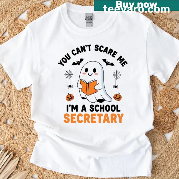 Funny Halloween ghost t-shirt for school secretaries