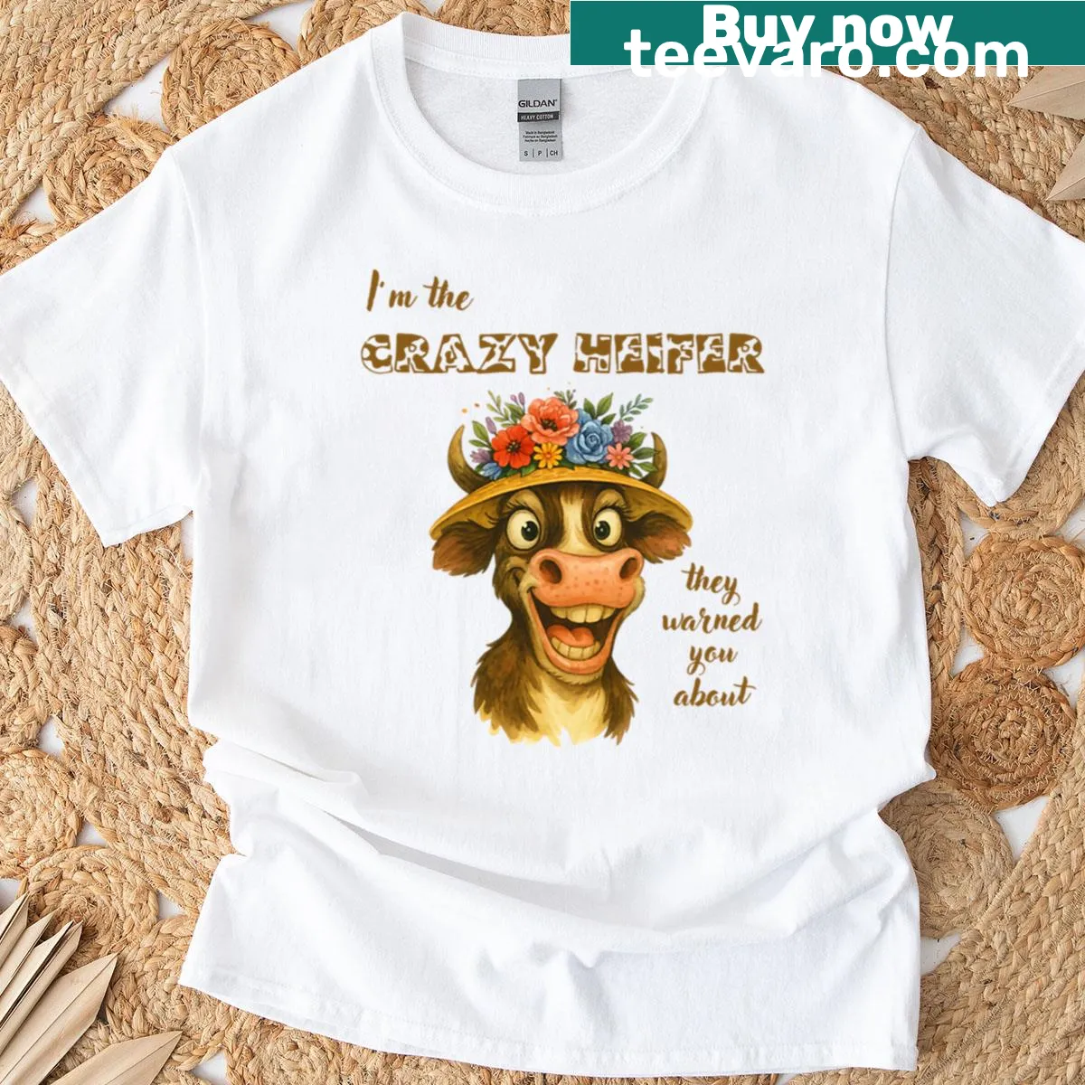 Funny oversized country cow graphic t-shirt — on a men's t-shirt