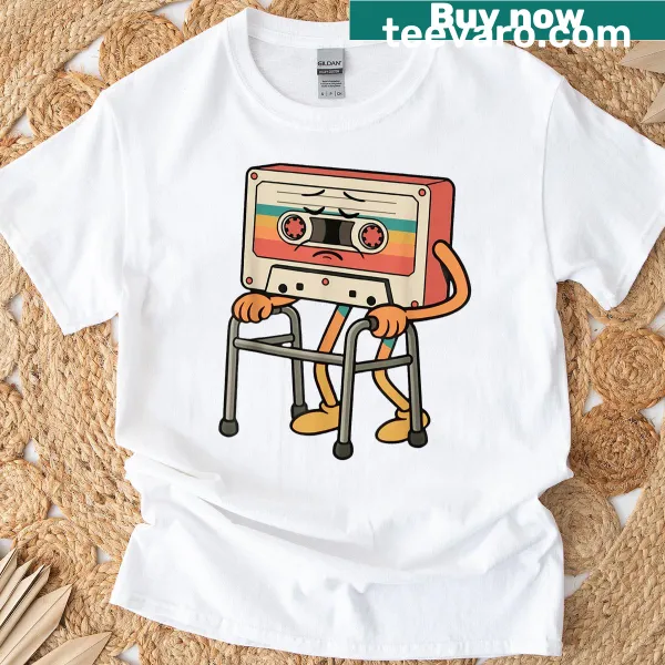 Vintage-style mixtape shirt with humorous cassette tape design