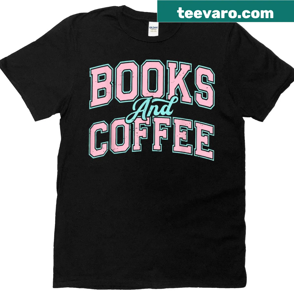 Vintage graphic combining books and coffee for the bookworm — on a men's t-shirt