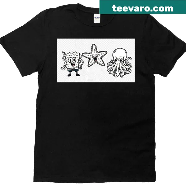 Cartoon sponger seastar t-shirt with a humorous design