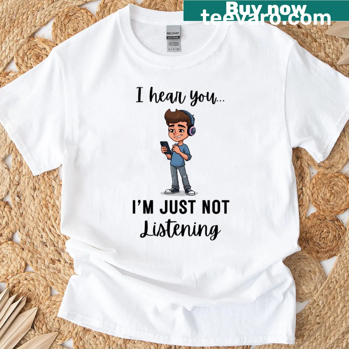 Teen humor t-shirt with cartoon and funny quote — on a men's t-shirt