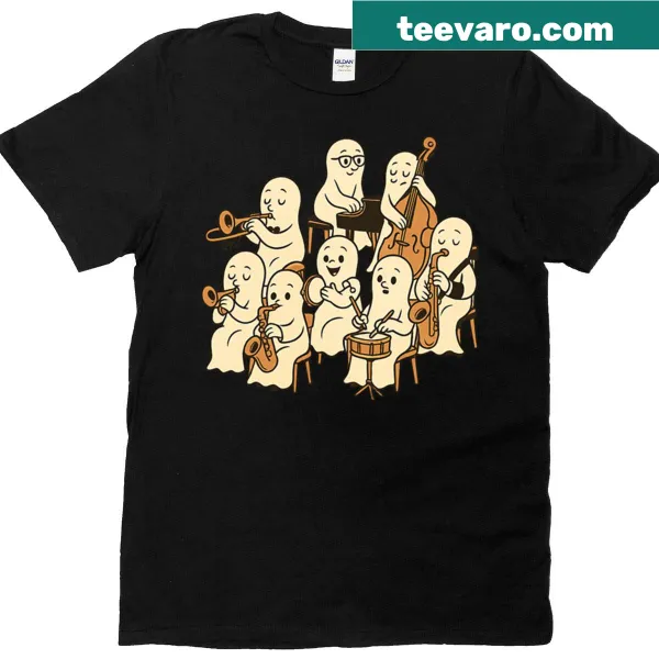 Vintage-style T-shirt with ghost musicians graphic