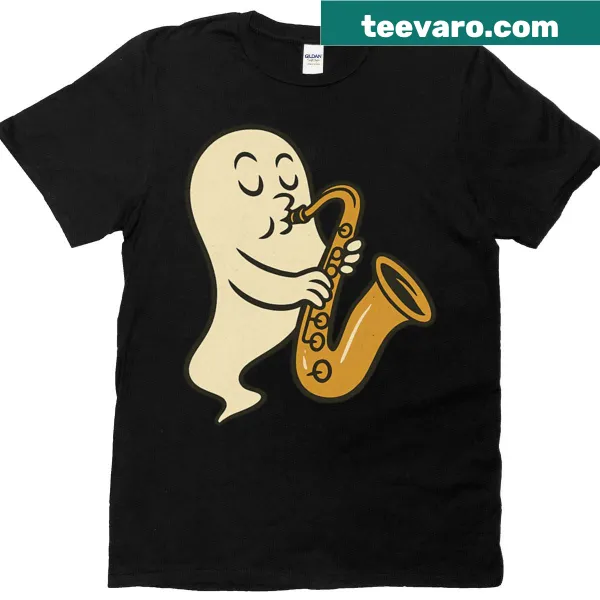 Retro ghost saxophonist t-shirt for Halloween
