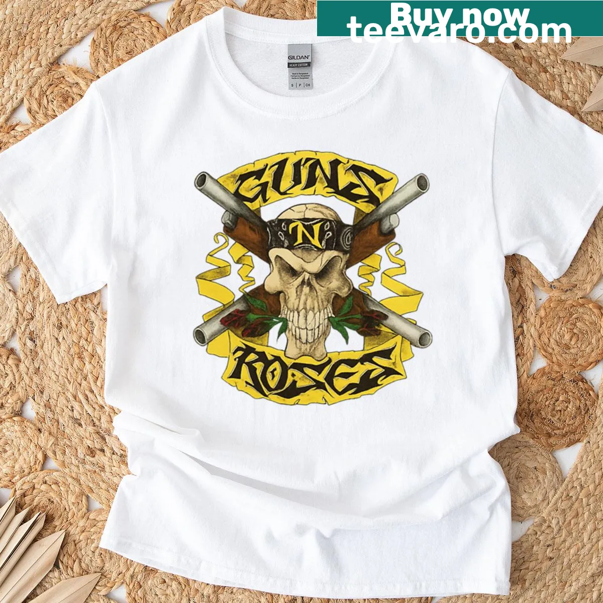 Guns N Roses Shotgun t-shirt featuring a bold shotgun design — on a men's t-shirt
