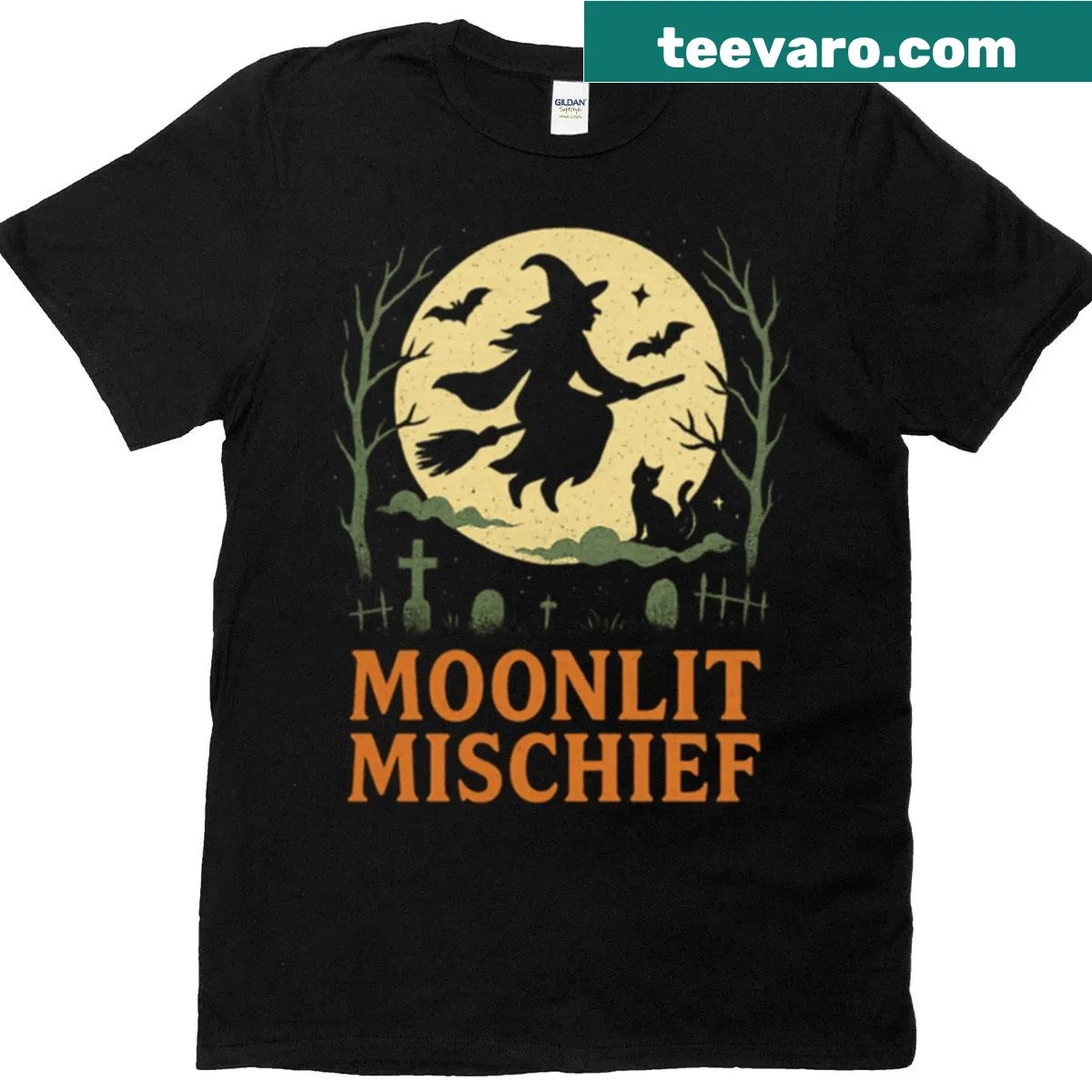 Playful Halloween Mischief graphic on a festive T-shirt — on a men's t-shirt