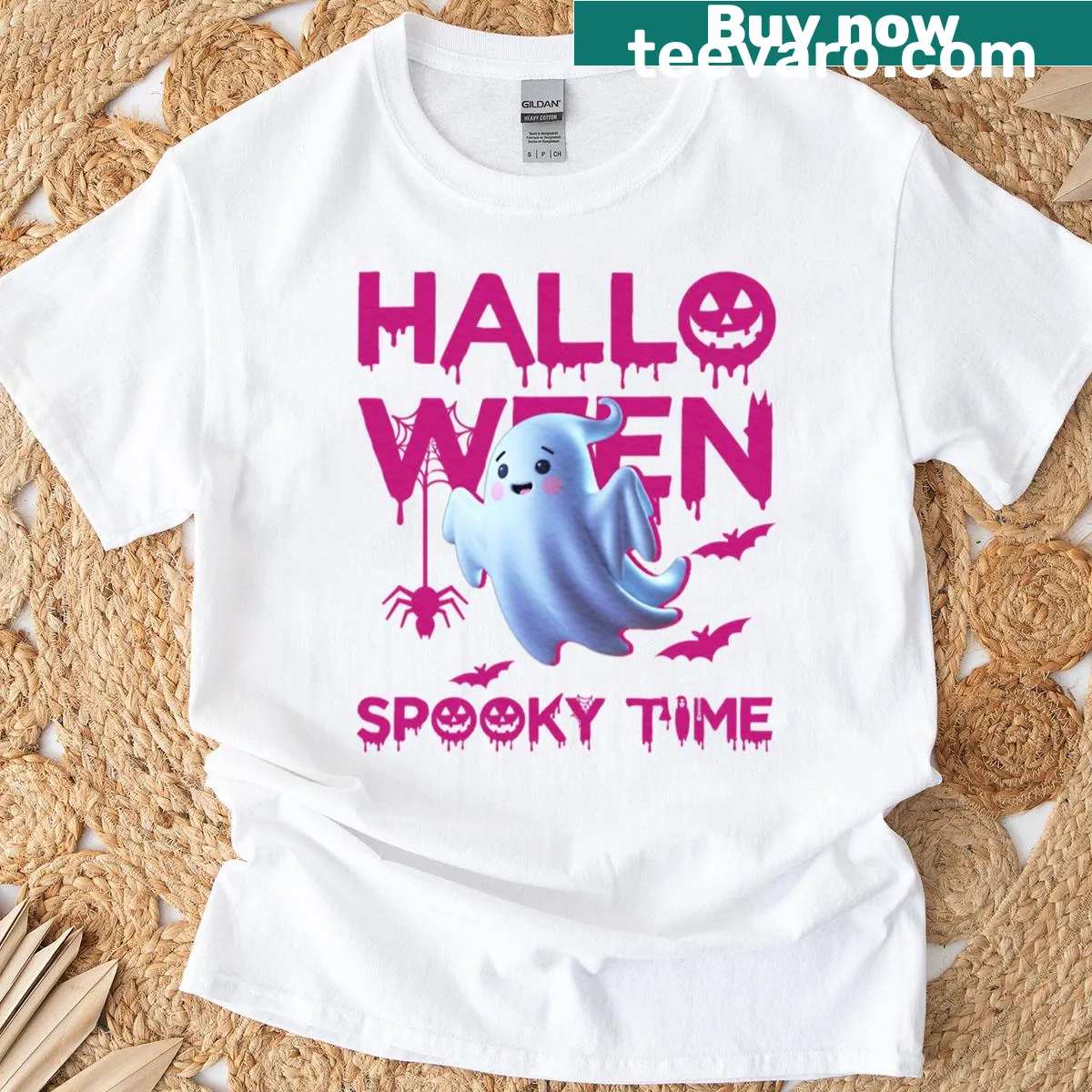 Cute ghost Halloween t-shirt for festive occasions — on a men's t-shirt