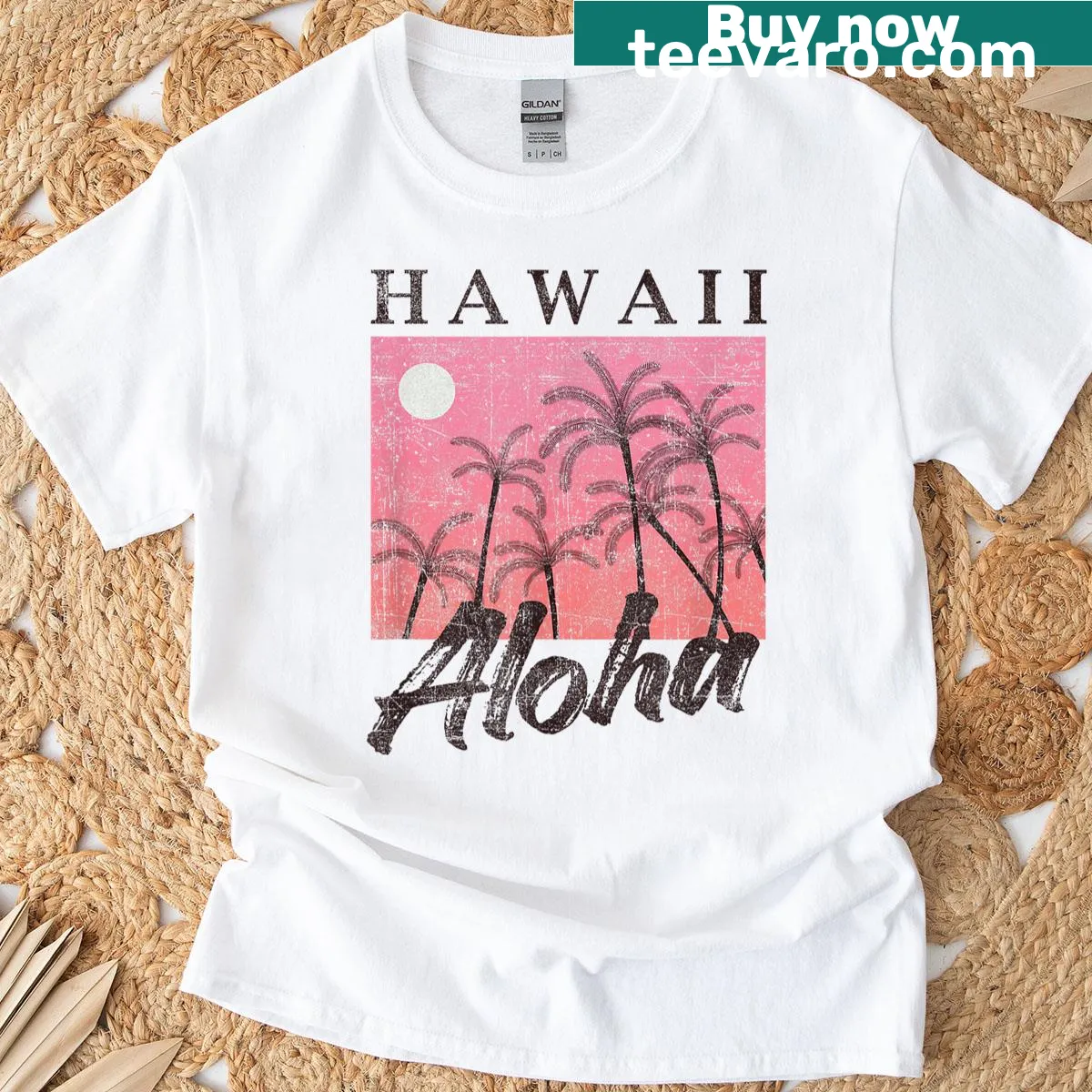Vintage Aloha souvenir T-shirt celebrating Hawaii's beaches — on a men's t-shirt