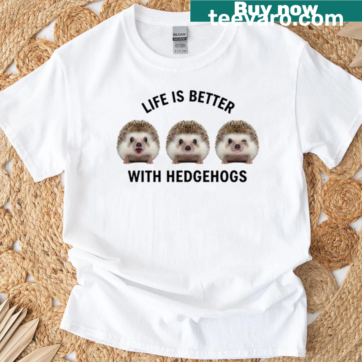 Funny Hedgehog meme T-shirt saying Life Is Better — on a men's t-shirt