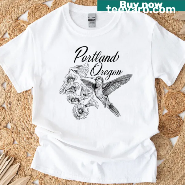 Illustration of a hummingbird in flight on a t-shirt