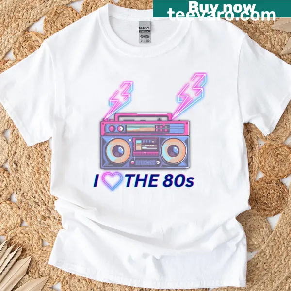 Typography design celebrating the 80s on a t-shirt