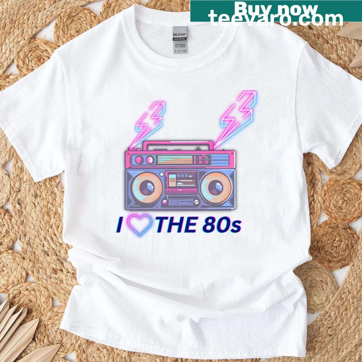 Typography design celebrating the 80s on a t-shirt — on a men's t-shirt