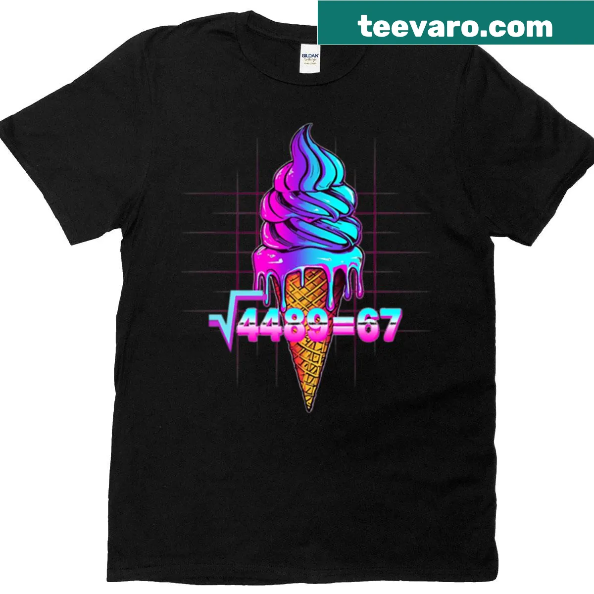 Ice cream-themed shirt with quirky math meme — on a men's t-shirt