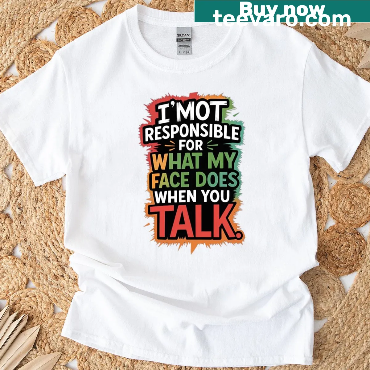 Funny sarcastic quote t-shirt about facial expressions — on a men's t-shirt