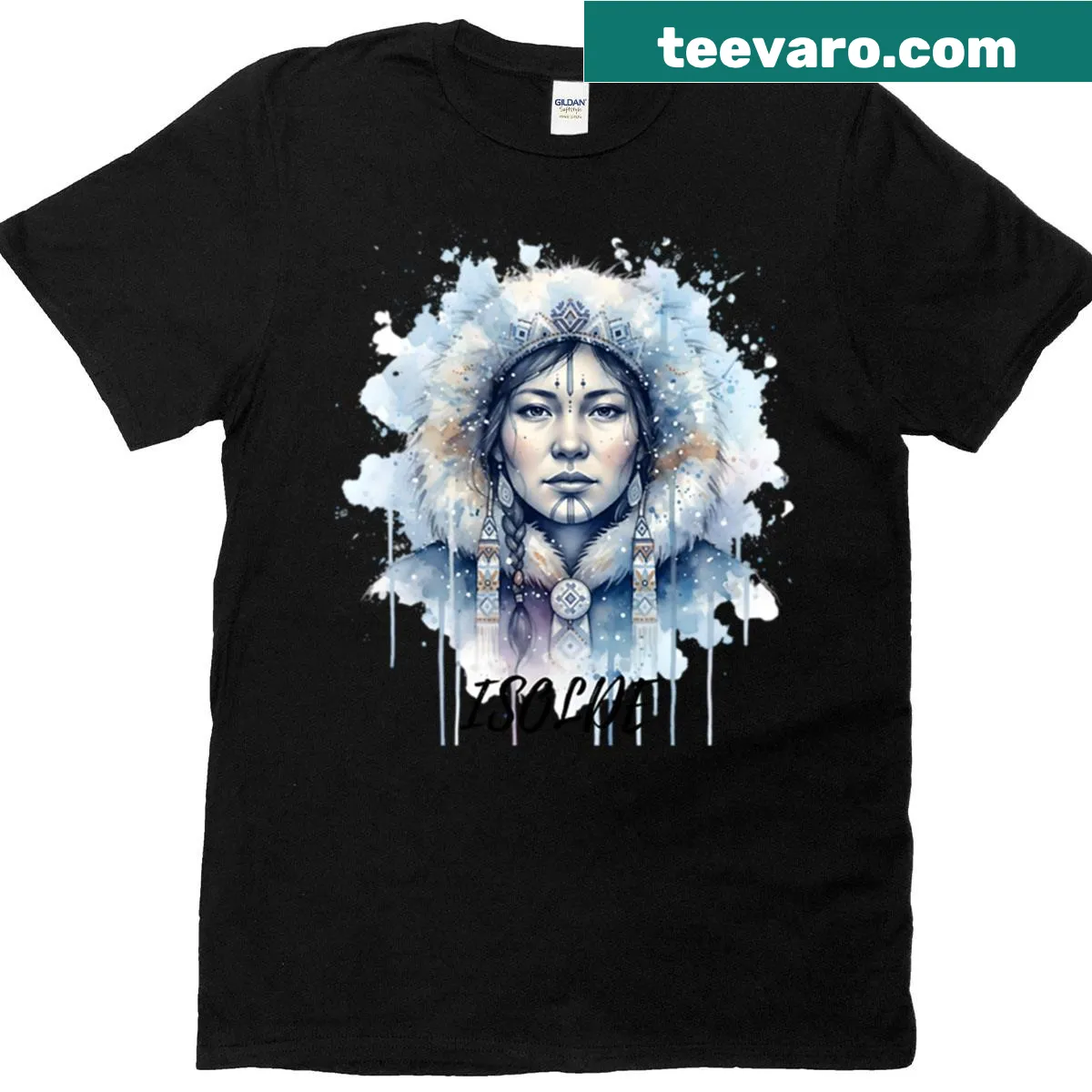 Watercolor portrait of Isolde, the Arctic Princess on t-shirt — on a men's t-shirt