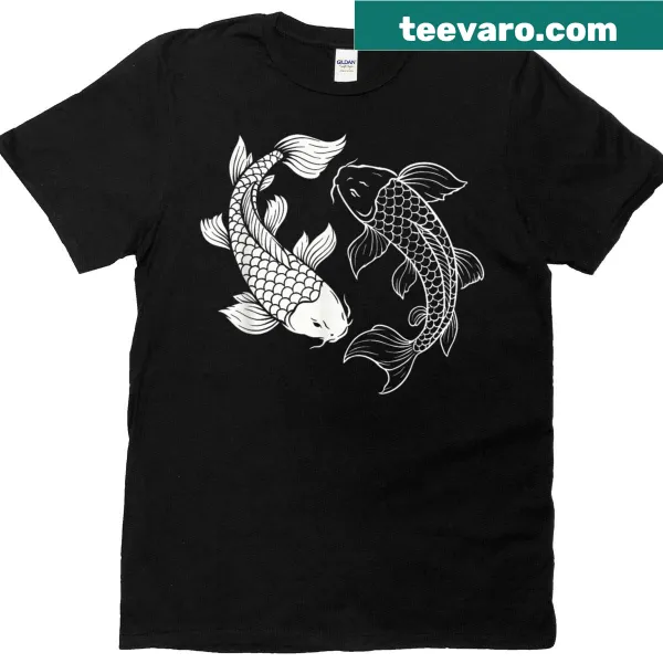Vintage koi fish and kanji design on a t-shirt
