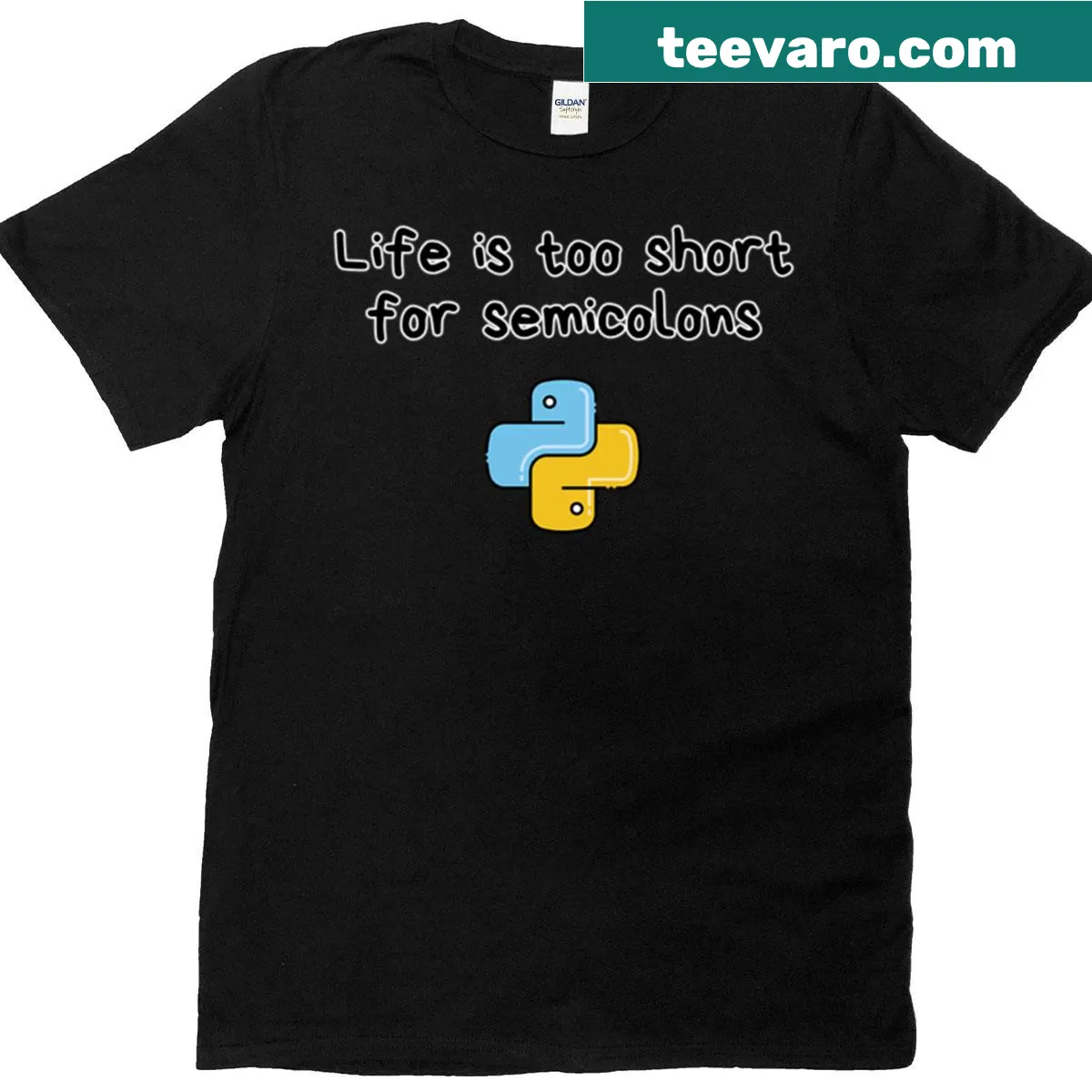 Funny programmer T-shirt with Python quote — on a men's t-shirt